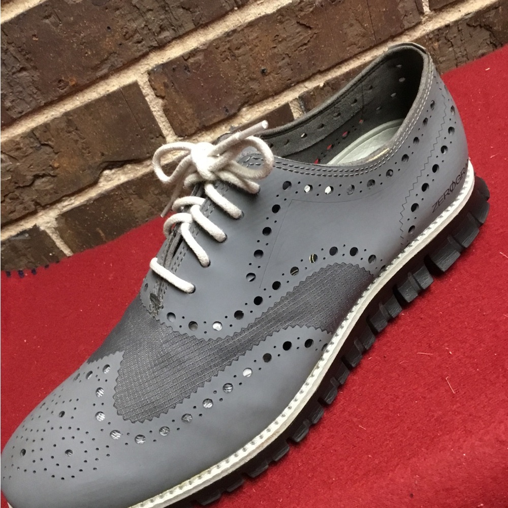 Men's Perforated Gray Wingtip Oxford with Lightweight Sole